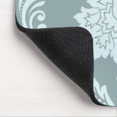 Rokoko-Damask großes Muster Entengründe+Türkis Mousepad (Ecke)