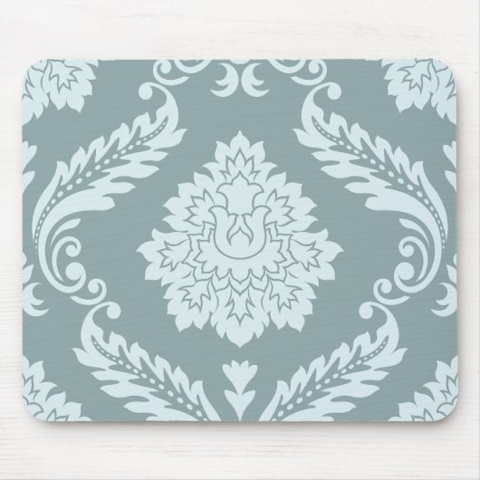 Rokoko-Damask großes Muster Entengründe+Türkis Mousepad (Vorne)