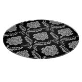 Rokoko-Damask großes Muster Grau auf Schwarz Schneidebrett (Ecke)