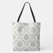 Rokoko-Damask großes Muster Grün auf Creme Tasche (Rückseite)