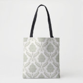 Rokoko-Damask großes Muster Grün auf Creme Tasche (Vorderseite)