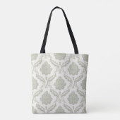 Rokoko-Damask großes Muster Grün auf Creme Tasche (Rückseite)