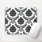 Rokoko-Damask großes Muster Schwarz auf Weiß Mousepad (Mit Mouse)