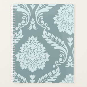 Rokoko-Damask-Kunst I Enteneibl Blau+Türkis Planer