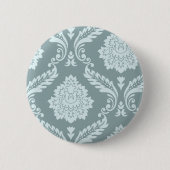 Rokoko-Damask-Kunst I Enteneiblau + Türkis Button (Vorderseite)