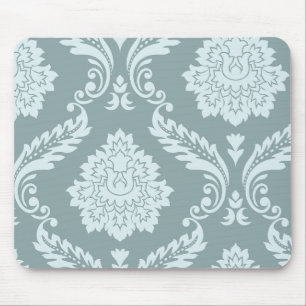 Rokoko-Damask-Kunst I Enteneiblau+Türkis Mousepad