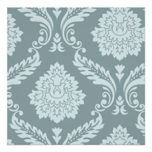 Rokoko-Damask-Kunst I Enteneiblau+Türkis Poster