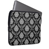 Rokoko-Damaskmuster Grau auf Schwarz Laptopschutzhülle (Vorne Rechts)
