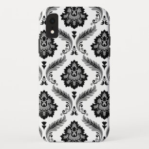 Rokoko-Damaskmuster Grau Schwarz Weiß Case-Mate iPhone Hülle