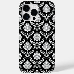 Rokoko-Damaskmuster Weiß auf Schwarz Case-Mate iPhone 14 Pro Max Hülle