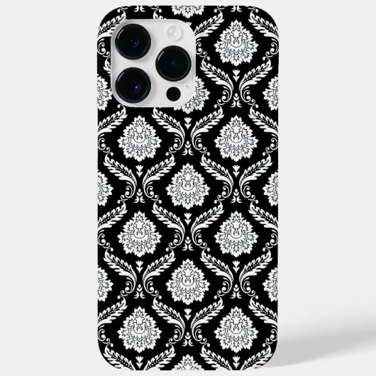 Rokoko-Damaskmuster Weiß auf Schwarz Case-Mate iPhone Hülle (Rückseite)