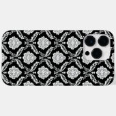 Rokoko-Damaskmuster Weiß auf Schwarz Case-Mate iPhone Hülle (Rückseite (Horizontal))