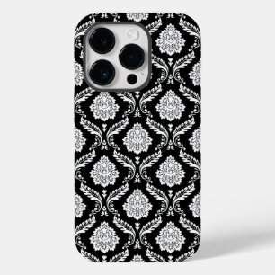 Rokoko-Damaskmuster Weiß auf Schwarz  Case-Mate iPhone 14 Pro Hülle