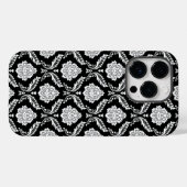 Rokoko-Damaskmuster Weiß auf Schwarz Case-Mate iPhone Hülle (Rückseite (Horizontal))