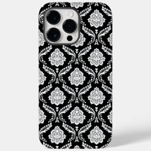 Rokoko-Damaskmuster Weiß auf Schwarz  Case-Mate iPhone 14 Pro Max Hülle