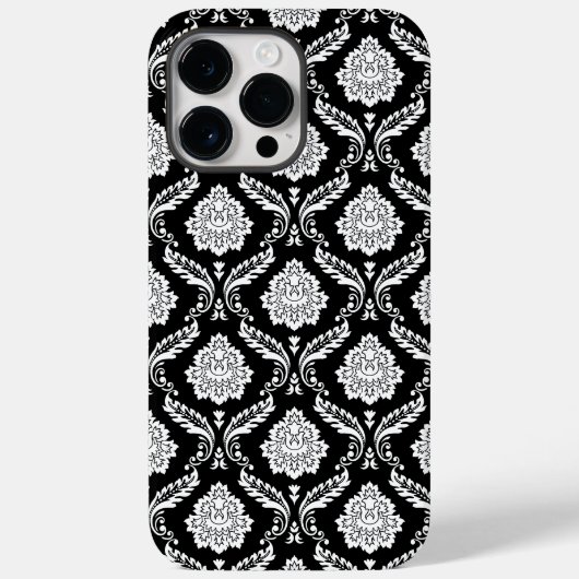 Rokoko-Damaskmuster Weiß auf Schwarz Case-Mate iPhone Hülle (Rückseite)