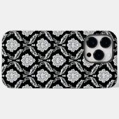 Rokoko-Damaskmuster Weiß auf Schwarz Case-Mate iPhone Hülle (Rückseite (Horizontal))