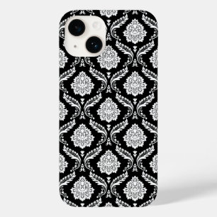Rokoko-Damaskmuster Weiß auf Schwarz Case-Mate iPhone 14 Hülle