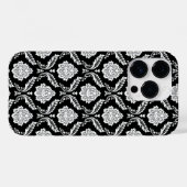 Rokoko-Damaskmuster Weiß auf Schwarz  Case-Mate iPhone Hülle (Rückseite (Horizontal))