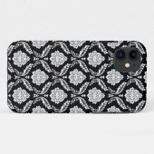 Rokoko-Damaskmuster Weiß auf Schwarz Case-Mate iPhone Hülle (Rückseite (Horizontal))
