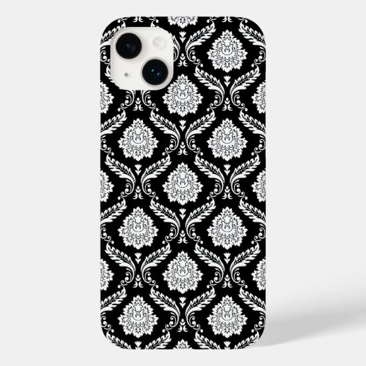 Rokoko-Damaskmuster Weiß auf Schwarz Case-Mate iPhone Hülle (Rückseite)