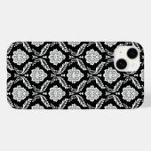 Rokoko-Damaskmuster Weiß auf Schwarz Case-Mate iPhone Hülle (Rückseite (Horizontal))
