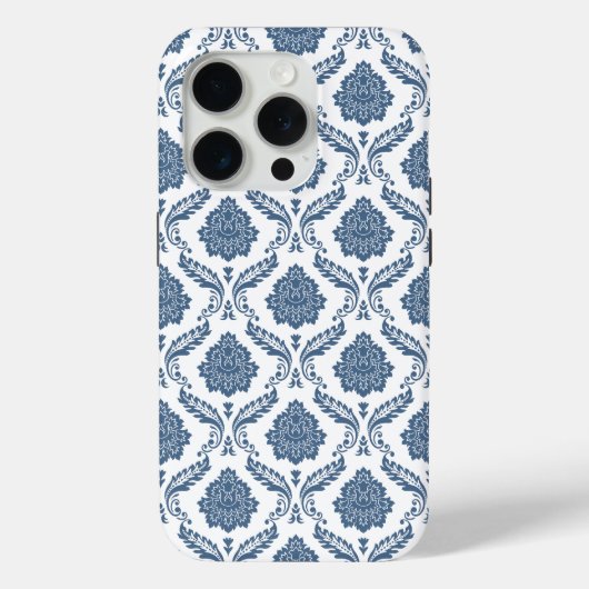 Rokoko-Damaskus-Muster Blau auf Weiß Case-Mate iPhone Hülle (Rückseite)