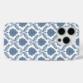 Rokoko-Damaskus-Muster Blau auf Weiß Case-Mate iPhone Hülle (Rückseite (Horizontal))