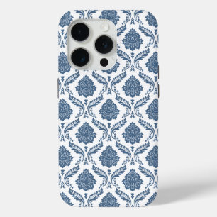 Rokoko-Damaskus-Muster Blau auf Weiß Case-Mate iPhone Hülle