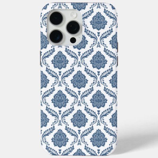 Rokoko-Damaskus-Muster Blau auf Weiß Case-Mate iPhone Hülle (Rückseite)