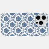 Rokoko-Damaskus-Muster Blau auf Weiß Case-Mate iPhone Hülle (Rückseite (Horizontal))