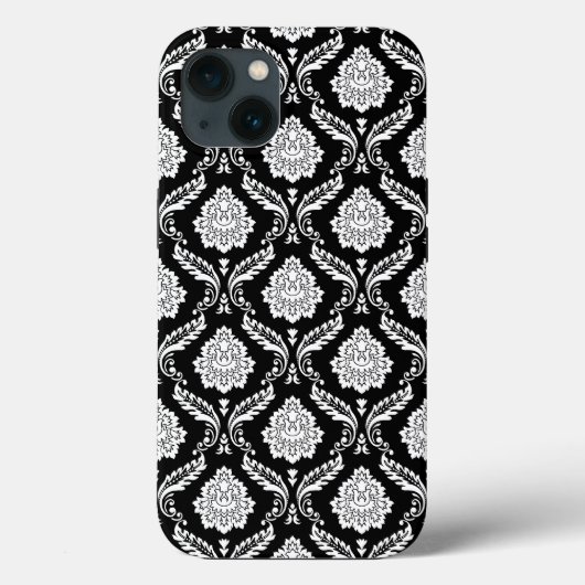 Rokoko-Damaskus-Muster Weiß auf Schwarz Case-Mate iPhone Hülle (Rückseite)
