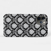 Rokoko-Damaskus-Muster Weiß auf Schwarz Case-Mate iPhone Hülle (Rückseite (Horizontal))