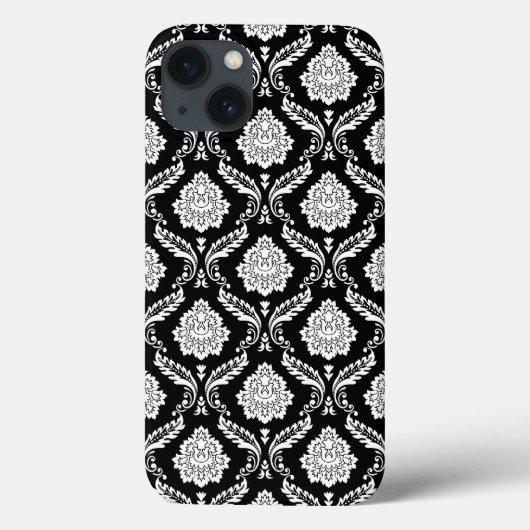 Rokoko-Damaskus-Muster Weiß auf Schwarz Case-Mate iPhone Hülle (Rückseite)