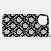 Rokoko-Damaskus-Muster Weiß auf Schwarz Case-Mate iPhone Hülle (Rückseite (Horizontal))