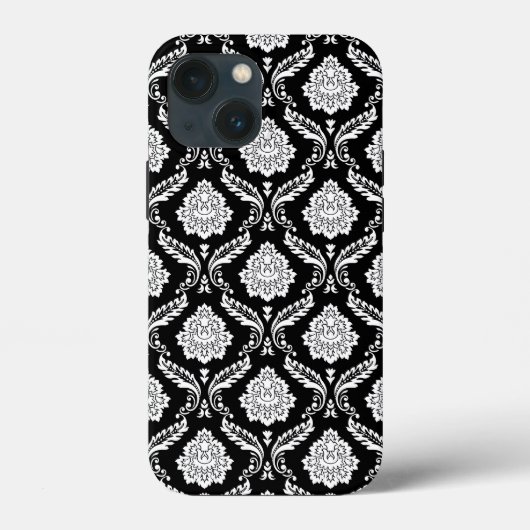 Rokoko-Damaskus-Muster Weiß auf Schwarz  Case-Mate iPhone Hülle (Rückseite)