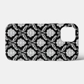 Rokoko-Damaskus-Muster Weiß auf Schwarz  Case-Mate iPhone Hülle (Rückseite (Horizontal))