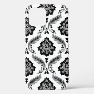 Rokoko-Damaskusmuster Grau Schwarz Weiß Case-Mate iPhone Hülle