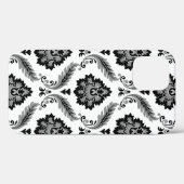 Rokoko-Damaskusmuster Grau Schwarz Weiß Case-Mate iPhone Hülle (Rückseite (Horizontal))
