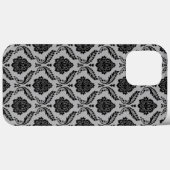 Rokoko-Damaskusmuster Schwarz auf Grau Case-Mate iPhone Hülle (Rückseite (Horizontal))