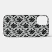 Rokoko-Damaskusmuster Schwarz auf Grau Case-Mate iPhone Hülle (Rückseite (Horizontal))