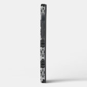 Rokoko-Damaskusmuster Schwarz auf Grau Case-Mate iPhone Hülle (Rückseite / Links)