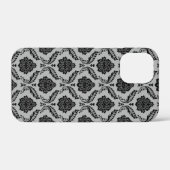 Rokoko-Damaskusmuster Schwarz auf Grau Case-Mate iPhone Hülle (Rückseite (Horizontal))