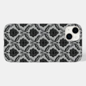 Rokoko-Damaskusmuster Schwarz auf Grau Case-Mate iPhone Hülle (Rückseite (Horizontal))