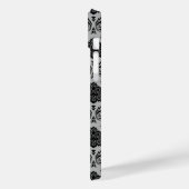 Rokoko-Damaskusmuster Schwarz auf Grau Case-Mate iPhone Hülle (Rückseite / Links)