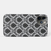 Rokoko-Damaskusmuster Schwarz auf Grau Case-Mate iPhone Hülle (Rückseite (Horizontal))