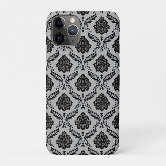 Rokoko-Damaskusmuster Schwarz auf Grau Case-Mate iPhone Hülle (Rückseite)