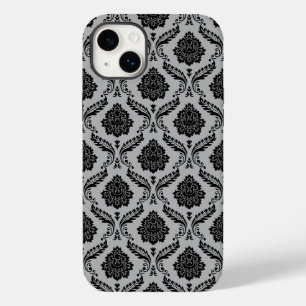 Rokoko-Damaskusmuster Schwarz auf Grau Case-Mate iPhone 14 Plus Hülle