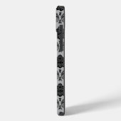 Rokoko-Damaskusmuster Schwarz auf Grau Case-Mate iPhone Hülle (Rückseite / Links)