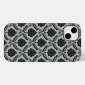 Rokoko-Damaskusmuster Schwarz auf Grau Case-Mate iPhone Hülle (Rückseite (Horizontal))